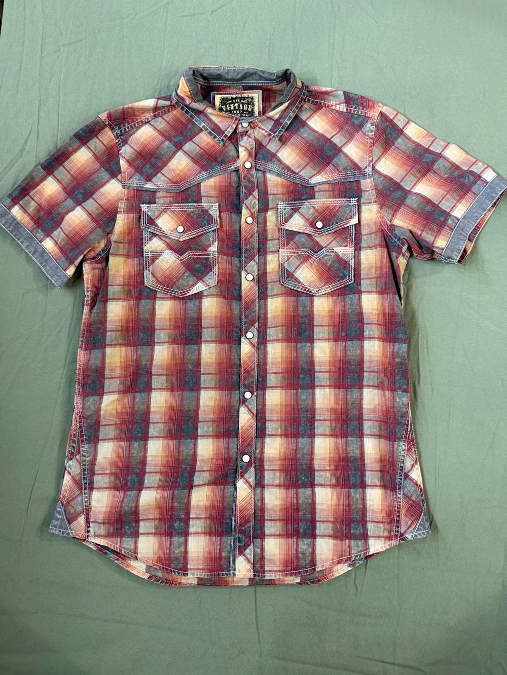 Men's Vintage BKE Plaid Western Pearl Snap Shirt